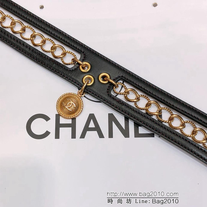 CHANEL香奈兒 19新款 34MM精品腰封 zp開模 雙面頭層牛皮腰帶 純銅打造特色腰鏈  xfp1272